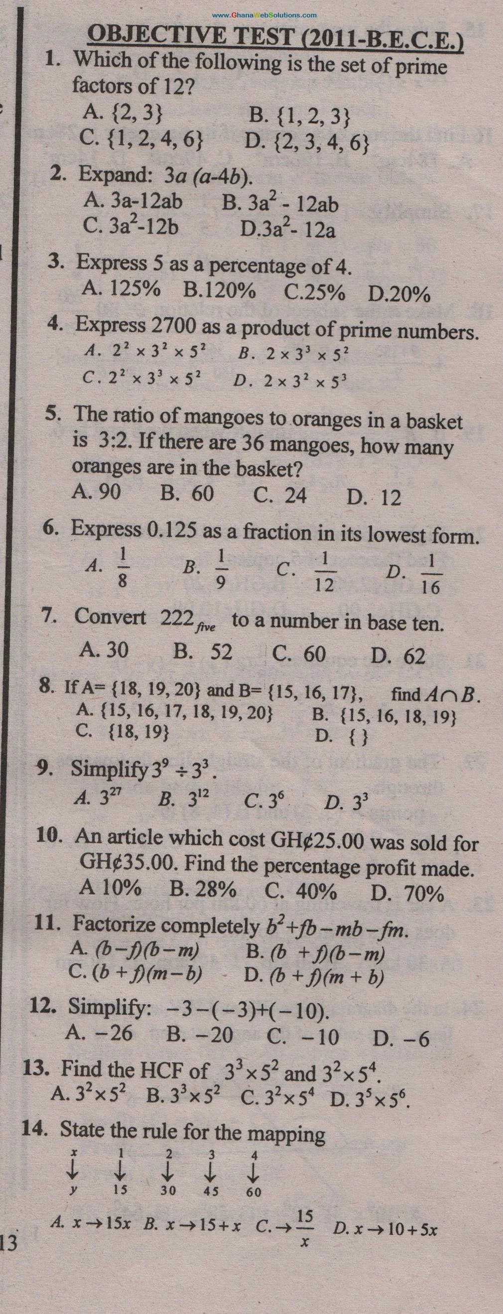 bece ghanaian language past questions