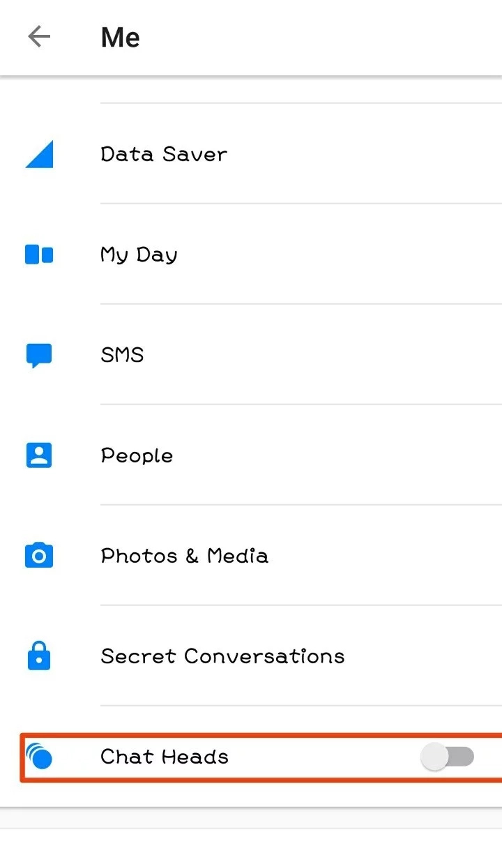 How to turn off chat heads on Facebook messenger android app