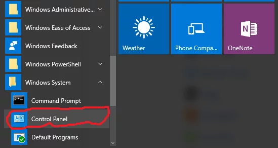 how to open control panel in windows 10