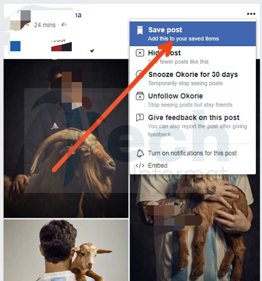 How to save a Facebook post and find it