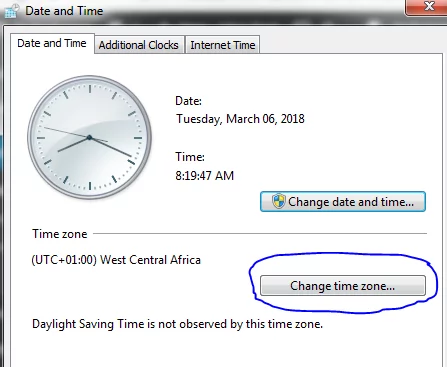 Windows 7 change time zone automatically