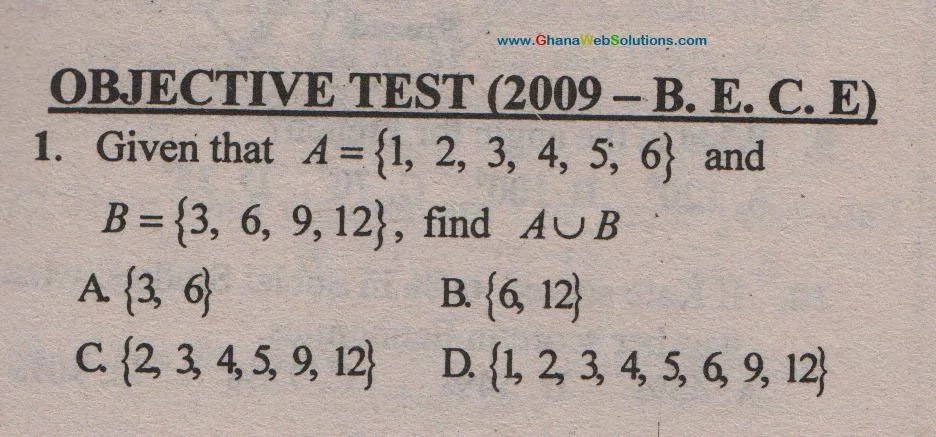 BECE Past Questions Mathematics , 2023 - GWS Online GH