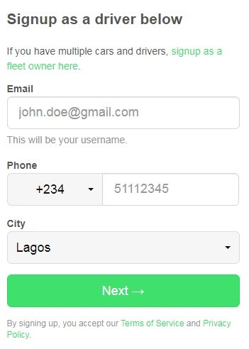 seamless driver sign up