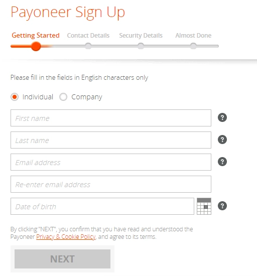 Payoneer account sign up and activation guide