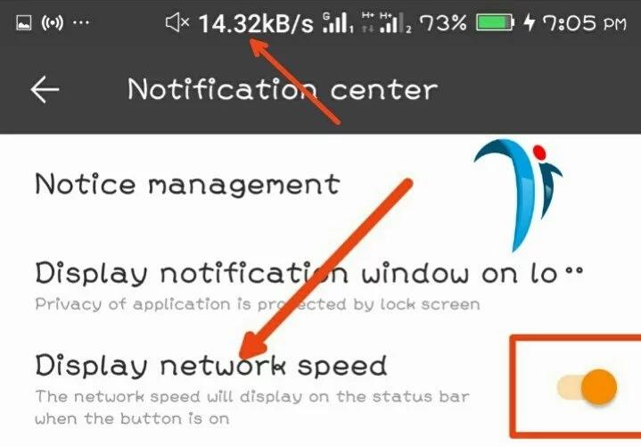 How to show internet speed on status bar without app