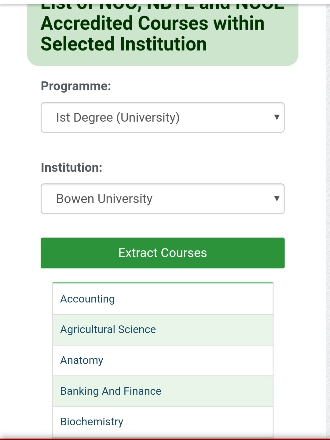 Check If Your Institutions And Programmes Is Accredited