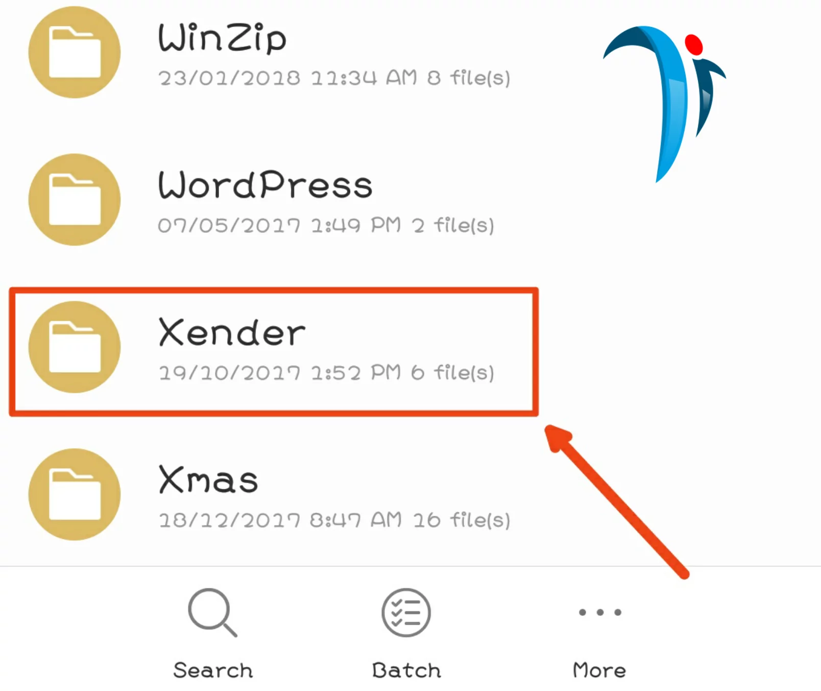Where does a file go when it is received via Xender