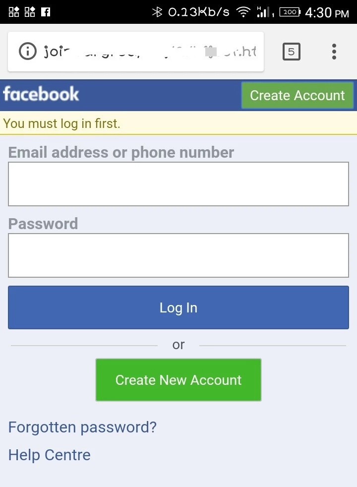 facebook phishing page