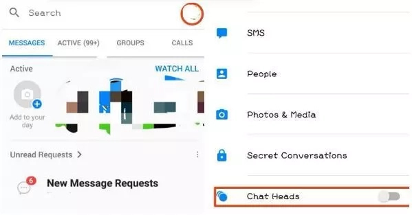 How to turn off chat heads in Facebook messenger android app