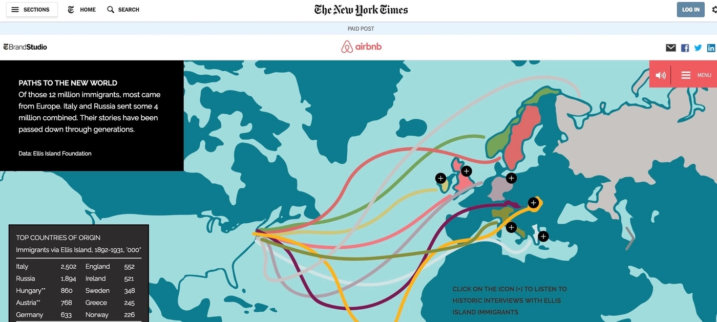 Great Airbnb and The New York Times native ad practice